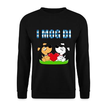 HUND - HUNDE - LIEBE - HERZ - VERLIEBT - I MOG DI - Unisex Pullover - Schwarz - Vorne - Alina (178cm) & Michal (187cm)