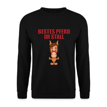 BESTES PFERD IM STALL - PFERDE - REITEN - REITERIN - Unisex Pullover - Schwarz - Vorne - Alina (178cm) & Michal (187cm)