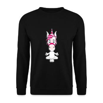 YOGA - EINHORN - PILATES - TIER - TIERISCH - Unisex Pullover - Schwarz - Vorne - Alina (178cm) & Michal (187cm)