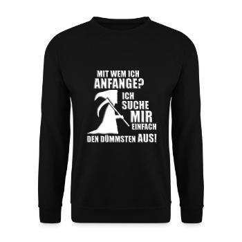 SENSENMANN - REAPER - HALLOWEEN - SENSE - FUN - Unisex Pullover - Schwarz - Vorne - Alina (178cm) & Michal (187cm)