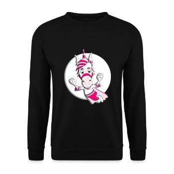 EINHORN - MOND - MONDSCHEIN - SUPERHELD - KINDER - Unisex Pullover - Schwarz - Vorne - Alina (178cm) & Michal (187cm)