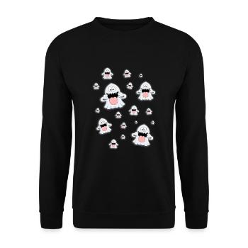 GESPENSTER - GEISTER - HALLOWEEN - KINDER - BABYS - Unisex Pullover - Schwarz - Vorne - Alina (178cm) & Michal (187cm)