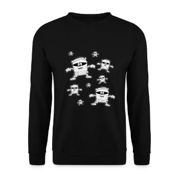 MUMIEN - HALLOWEEN - MUMIE - KIND - KINDER - BABY - Unisex Pullover - Schwarz - Vorne - Alina (178cm) & Michal (187cm)