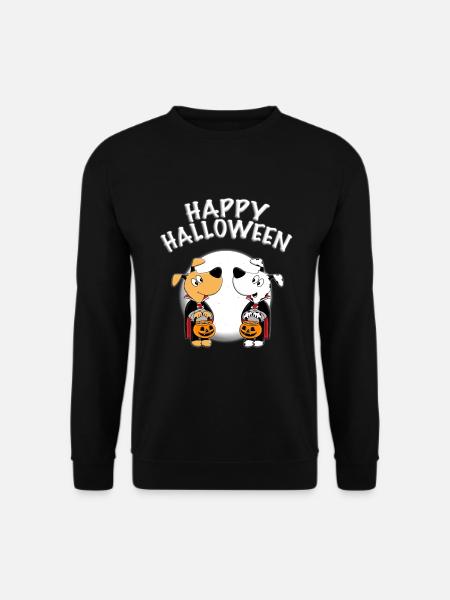 HUNDE - MOND - HAPPY HALLOWEEN - HUND - TIERE - Unisex Pullover - Schwarz