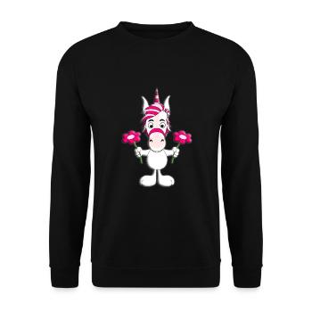 BLUMEN - LIEBE - LOVE - EINHORN - EINHÖRNER - Unisex Pullover - Schwarz - Vorne - Alina (178cm) & Michal (187cm)
