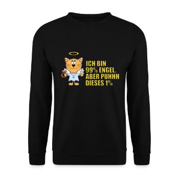 KATZE - KATER - KATZEN - TIER - TIERE - ENGEL - Unisex Pullover - Schwarz - Vorne - Alina (178cm) & Michal (187cm)