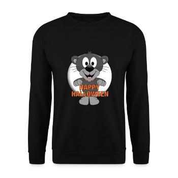 PANTHER - MONDSCHEIN - HAPPY HALLOWEEN - TIER - Unisex Pullover - Schwarz - Vorne - Alina (178cm) & Michal (187cm)