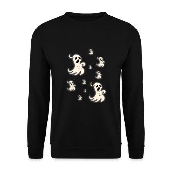 HALLOWEEN - GESPENSTER - GEISTER - KIND - KINDER - Unisex Pullover - Schwarz - Vorne - Alina (178cm) & Michal (187cm)