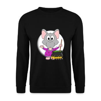 RATTE - KOCH - KOCHEN - HALLOWEEN - MOND - TIER - Unisex Pullover - Schwarz - Vorne - Alina (178cm) & Michal (187cm)