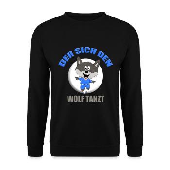 DER SICH DEN WOLF TANZT - TÄNZER - MONDSCHEIN - Unisex Pullover - Schwarz - Vorne - Alina (178cm) & Michal (187cm)