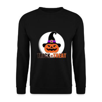 HALLOWEEN - KÜRBIS - TRICK OR TREAT - Unisex Pullover - Schwarz - Vorne - Alina (178cm) & Michal (187cm)