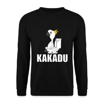 KAKADU - VOGEL - WC - TOILETTE - TIER - TIERISCH - Unisex Pullover - Schwarz - Vorne - Alina (178cm) & Michal (187cm)
