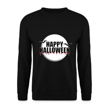 HAPPY HALLOWEEN - MONDSCHEIN - FLEDERMÄUSE - Unisex Pullover - Schwarz - Vorne - Alina (178cm) & Michal (187cm)