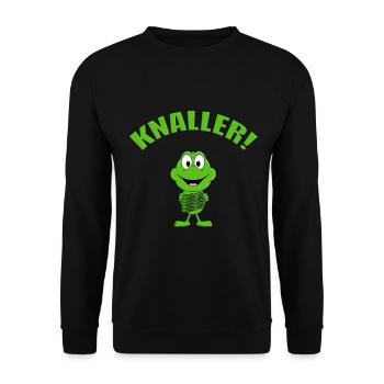 KNALLER - KNALLFROSCH - FROSCH - SILVESTER - Unisex Pullover - Schwarz - Vorne - Alina (178cm) & Michal (187cm)