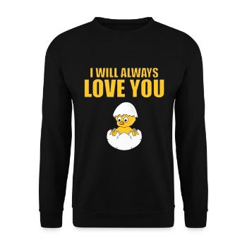 KÜKEN - BABY - I WILL ALWAYS LOVE YOU - Unisex Pullover - Schwarz - Vorne - Alina (178cm) & Michal (187cm)