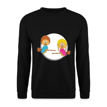 KINDER - HALLOWEEN - HEXEN - JUNGE - MÄDCHEN - Unisex Pullover - Schwarz - Vorne - Alina (178cm) & Michal (187cm)