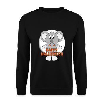 HAPPY HALLOWEEN - KOALA - MOND - MONDSCHEIN - TIER - Unisex Pullover - Schwarz - Vorne - Alina (178cm) & Michal (187cm)