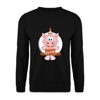 SCHWEIN - HAPPY HALLOWEEN - Unisex Pullover - Schwarz - Vorne - Alina (178cm) & Michal (187cm)