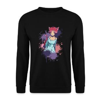 Neko girl anime comic character girl with bow - Unisex Sweatshirt - black - Front - Alina (178cm) & Michal (187cm)
