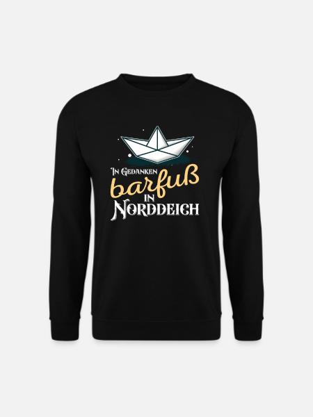 In Gedanken barfuß in Norddeich Nordsee Küste - Unisex Pullover - Schwarz