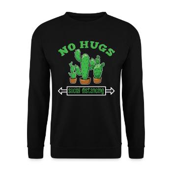 No hugs social distancing covid19 Geschenk Impfung - Unisex Pullover - Schwarz - Vorne - Alina (178cm) & Michal (187cm)