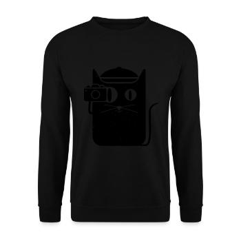 Cat with camera loves photography - Unisex Sweatshirt - black - Front - Alina (178cm) & Michal (187cm)