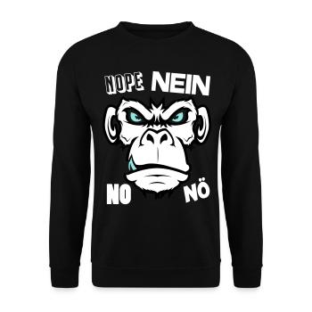 Nope No Nö Nein Ich will nicht Ich mache das nicht - Unisex Pullover - Schwarz - Vorne - Alina (178cm) & Michal (187cm)