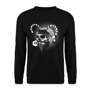 Skull Santa Claus Horns Candy Cane - Unisex Sweatshirt - black - Front - Alina (178cm) & Michal (187cm)