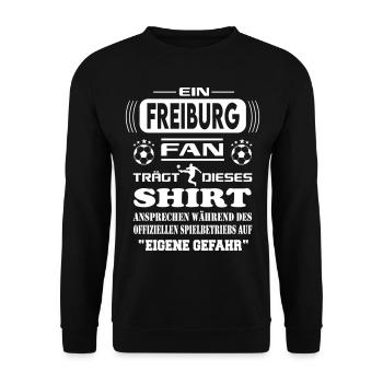 Fußball Fan Fussballverein Freiburg - Unisex Pullover - Schwarz - Vorne - Alina (178cm) & Michal (187cm)