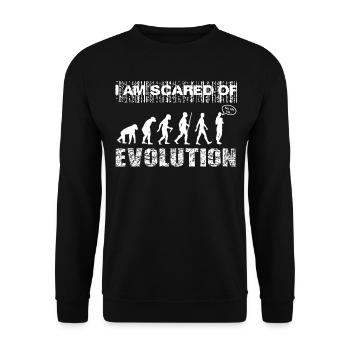 I am scared of Evolution. Bla, bla, bla... - Unisex Pullover - Schwarz - Vorne - Alina (178cm) & Michal (187cm)
