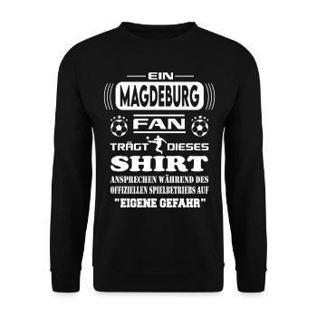 Fußball Fan Fussballverein Magdeburg - Unisex Pullover - Schwarz - Vorne - Alina (178cm) & Michal (187cm)