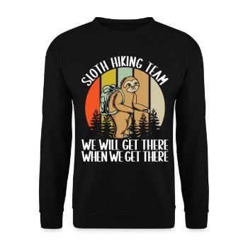Herzschlag Bergsteiger mit Hund Wanderer Berg - Unisex Pullover - Schwarz - Vorne - Alina (178cm) & Michal (187cm)