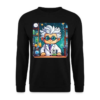 Cute professor with white hair and glasses - Unisex Sweatshirt - black - Front - Alina (178cm) & Michal (187cm)