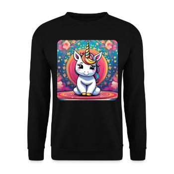 Cute little unicorn with colorful background - Unisex Sweatshirt - black - Front - Alina (178cm) & Michal (187cm)