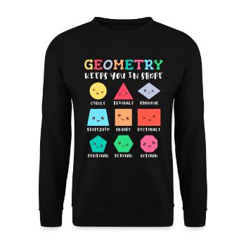 Geometrie hält Sie in Form, geometrische Formen - Unisex Pullover - Schwarz - Vorne - Alina (178cm) & Michal (187cm)