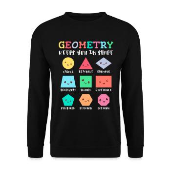 Geometrie hält Sie in Form, geometrische Formen - Unisex Pullover - Schwarz - Vorne - Alina (178cm) & Michal (187cm)