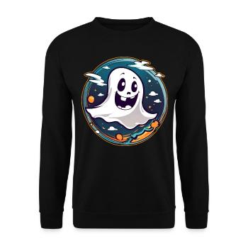 Niedliches kleines Schreckgespenst - Unisex Pullover - Schwarz - Vorne - Alina (178cm) & Michal (187cm)