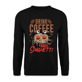 Flying Spaghetti Monster FSM Pastafari Coffee Ave - Unisex Sweatshirt - black - Front - Alina (178cm) & Michal (187cm)