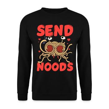 Fliegendes Spaghettimonster FSM - Unisex Pullover - Schwarz - Vorne - Alina (178cm) & Michal (187cm)