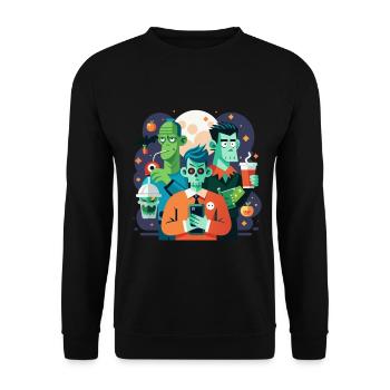 Klassische Monster mit einem lustigen Twist - Unisex Pullover - Schwarz - Vorne - Alina (178cm) & Michal (187cm)