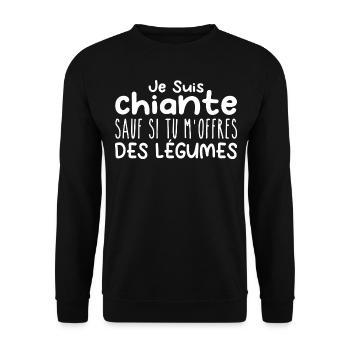 Woman who adores: Vegetables. Funny Design Humor - Unisex Sweatshirt - black - Front - Alina (178cm) & Michal (187cm)
