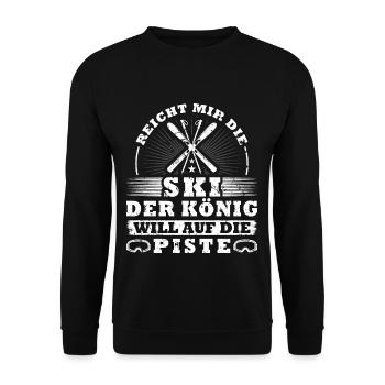 Ski Männer Design für Skifoan Skifahrer - Unisex Pullover - Schwarz - Vorne - Alina (178cm) & Michal (187cm)