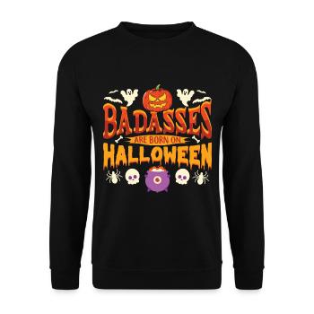 Halloween Skeleton Pumpkin Ghost - Unisex Sweatshirt - black - Front - Alina (178cm) & Michal (187cm)