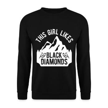 Skiurlaub Spruch Für Ski Skifahrer - Unisex Pullover - Schwarz - Vorne - Alina (178cm) & Michal (187cm)