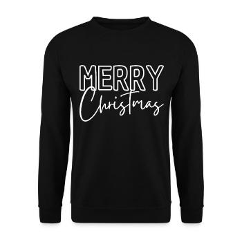Sportliches Merry Christmas - Unisex Pullover - Schwarz - Vorne - Alina (178cm) & Michal (187cm)