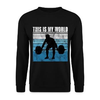 Bodybuilding this is my world Bodybuilder retro - Unisex Pullover - Schwarz - Vorne - Alina (178cm) & Michal (187cm)