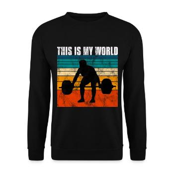 Bodybuilding this is my world Bodybuilder retro - Unisex Sweatshirt - black - Front - Alina (178cm) & Michal (187cm)