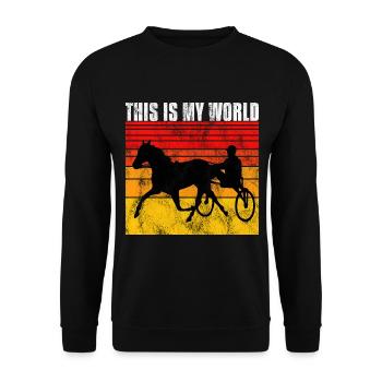 Ceci est mon World Trotting Races Retro - Sweat-shirt Unisexe - noir - Devant - Alina (178cm) & Michal (187cm)
