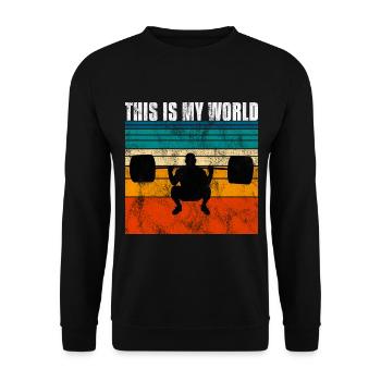 This is my world Bodybuilding Bodybuilder GYM - Unisex Pullover - Schwarz - Vorne - Alina (178cm) & Michal (187cm)