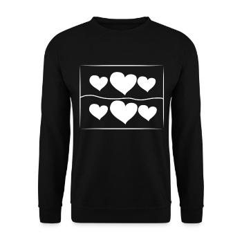 Heart Six Hearts Symbol Love Line Square - Unisex Sweatshirt - black - Front - Alina (178cm) & Michal (187cm)